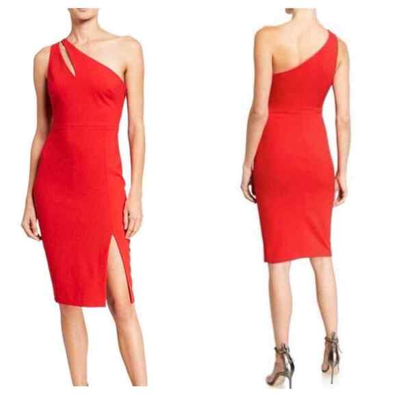 LIKELY Lisette Red One-shoulder Pencil Midi Dress Size 4 - Picture 8 of 10